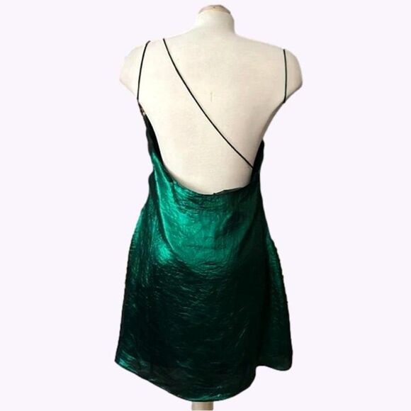 HouseĀ Of Harlow 1960 x Revolve Ambrosia Dressā~ Metallic Green Slip Dress ~ SZ L - Picture 7 of 14